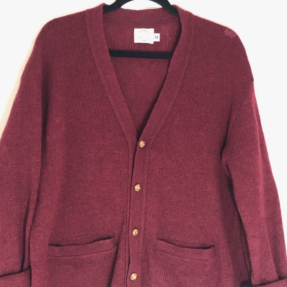 Islesboro Knit Wear Vintage Wool Knit Sweater Mens Size Medium Burgundy Red